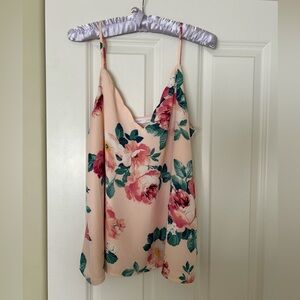 Floral, scalloped vneck, camisole tank top